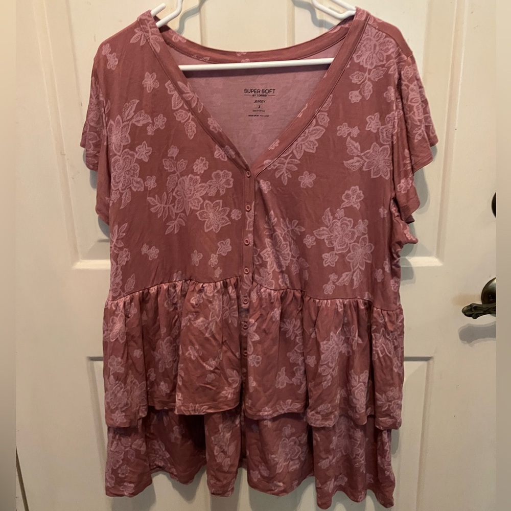 Torrid Mauve Floral Button-Front Blouse